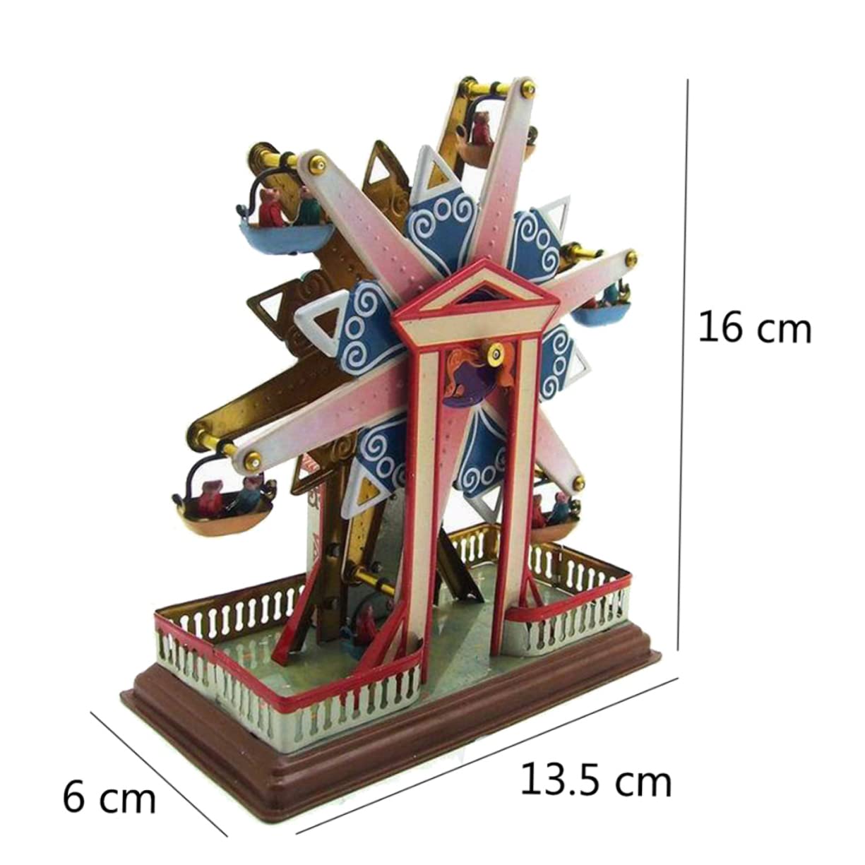 MUCKLILY Creative Tin Wind Up Ferris Wheel Model Handmade Home Decor Unique Clockwork Action for Collectors and Vibrant Design for Festivals and Birthdays