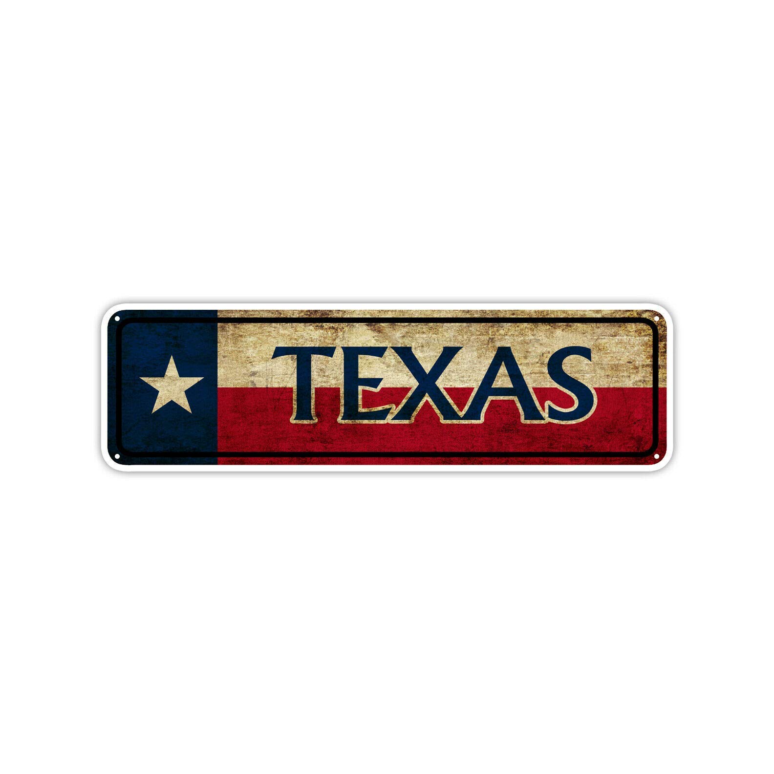 NOO Texas State Flag USA Wall Art Gift Vintage Retro Look Street Metal Sign Street Sign 4x16 inches
