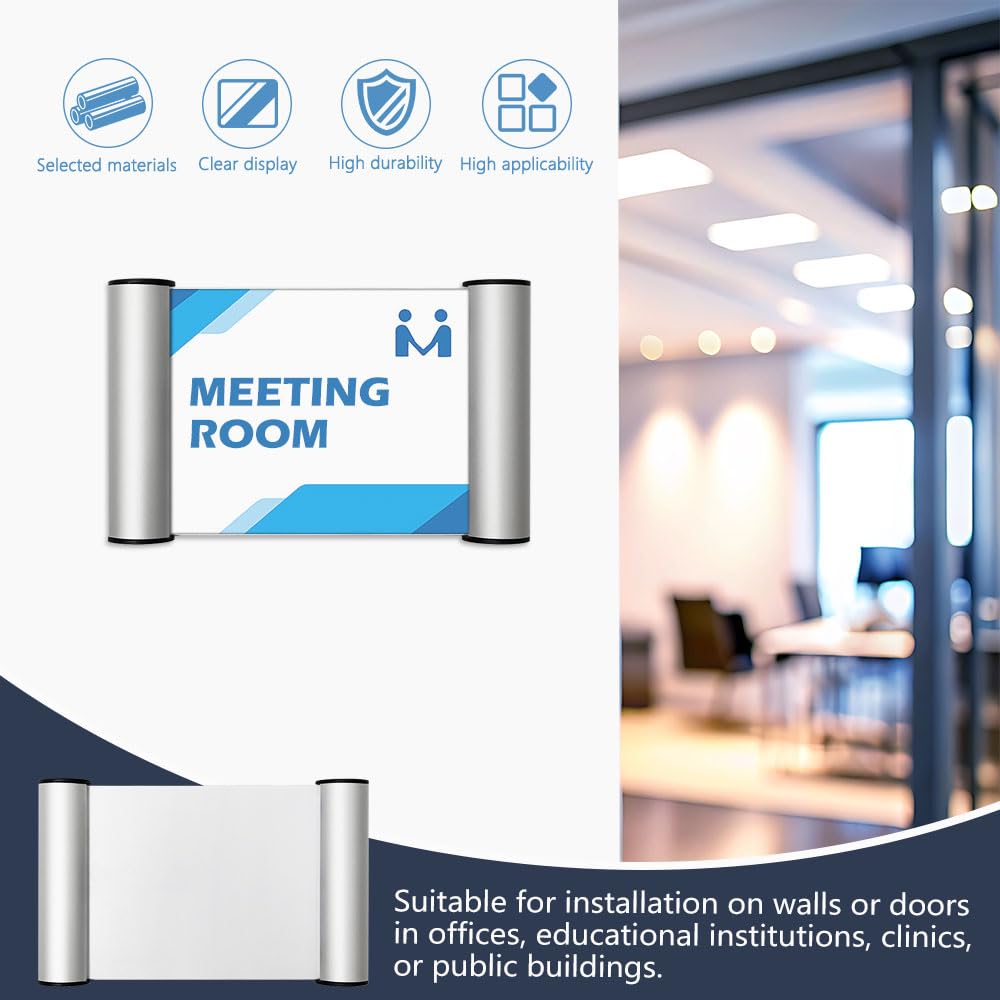 6 Piezas A6 Placa Puerta Oficinas, Autoadhesivas Identificativas de Aluminio(148x105 mm) para un Fácil en la Pared Señalización Profesional para Espacios de Trabajo, Consultas, Exposiciones