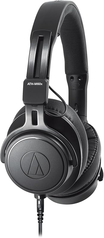 ATH-M60X On-Ear Closed-Back Dynamic Professional Studio Monitor Headphones Black