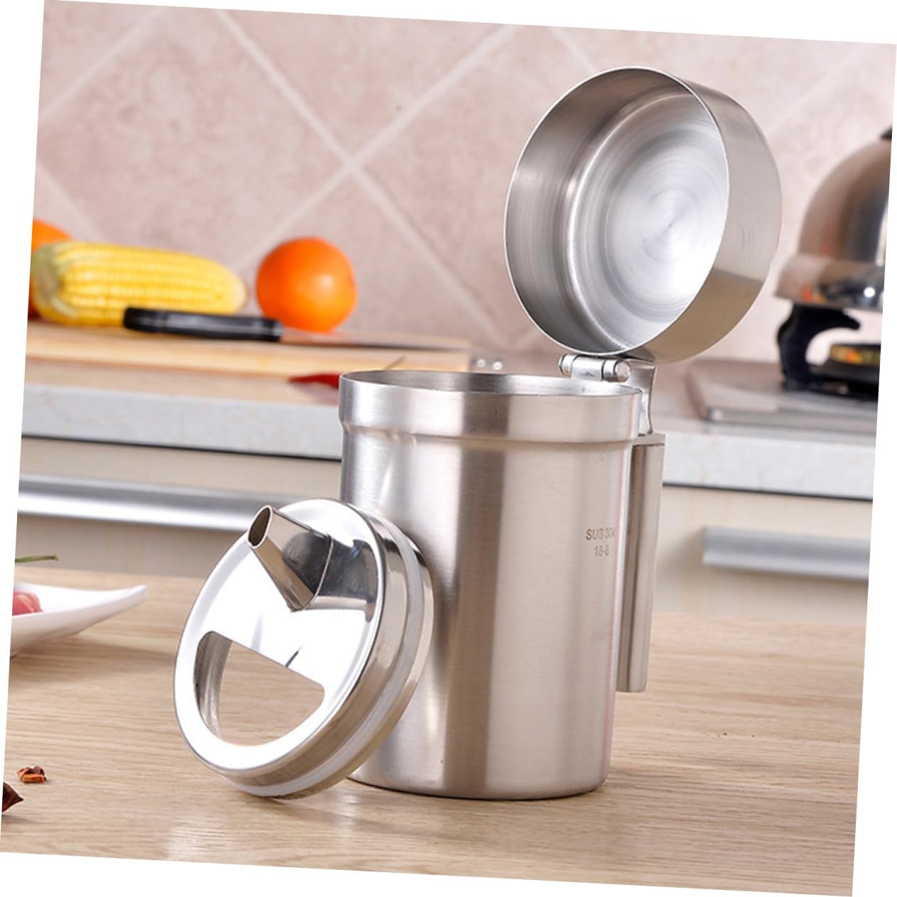 Sosoport Botella Dispensadora de Aceite Acero Inoxidable Aceite Vinagre y Salsa Cocina Diseño Anti-goteo para Uso Mesas y Encimeras