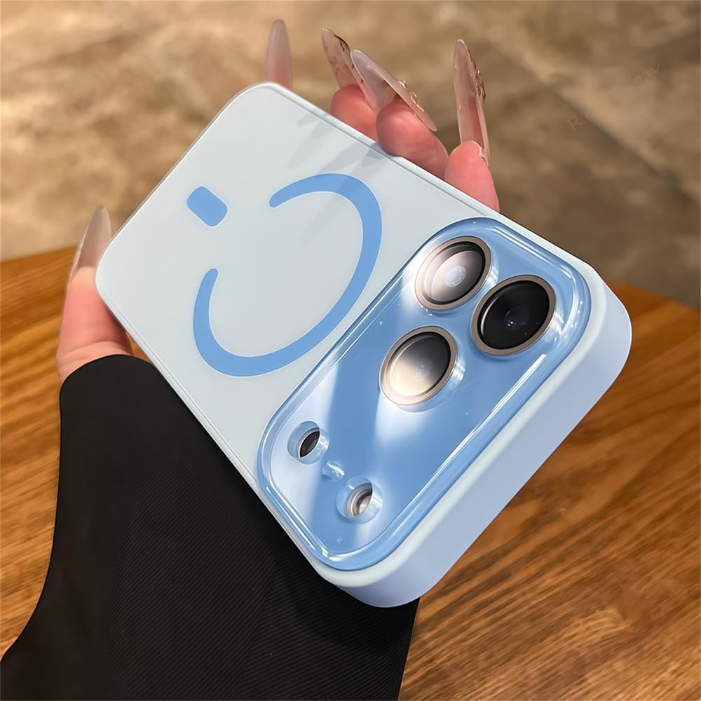 Magnetyczne etui na telefon do iPhone'a 17 Air 16 11 12 13 14 15 Pro Max, do ładowarki Magsafe z dużym okienkiem, niebieskie, do iPhone'a 14