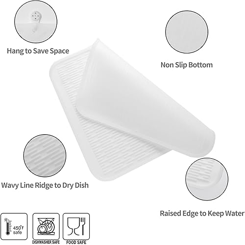 Miniatura 82 de Tapete de silicona para secado de platos para múltiples usos, fácil de limpiar, ecológico, resistente al calor, tapete de silicona para encimera