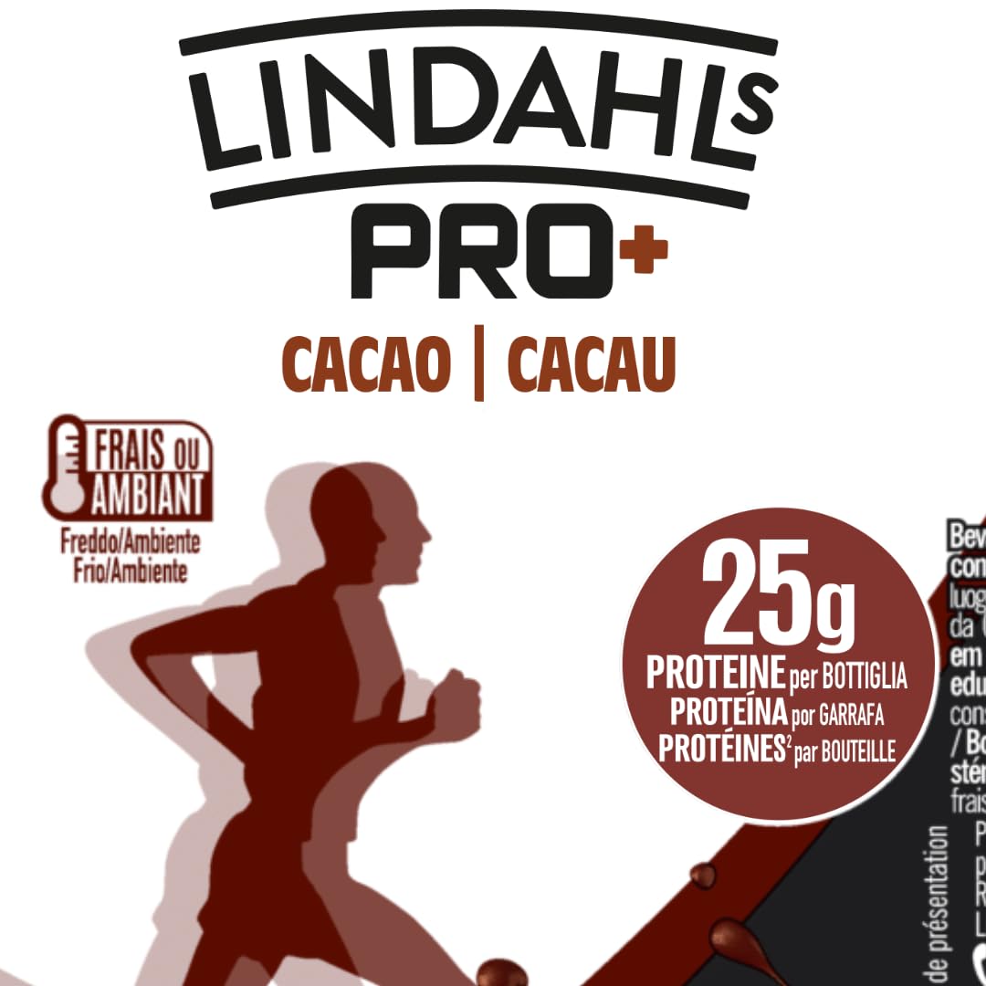 Lindahls Pro+ Drink Cioccolato, 30g di Proteine, Senza Lattosio, 6x250ml