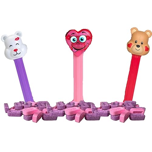 Miniatura 4 de Juego de regalo de dispensador de dulces para el día de San Valentín corazones y osos rosas y rojos varios rollos de repuesto de caramelos duros