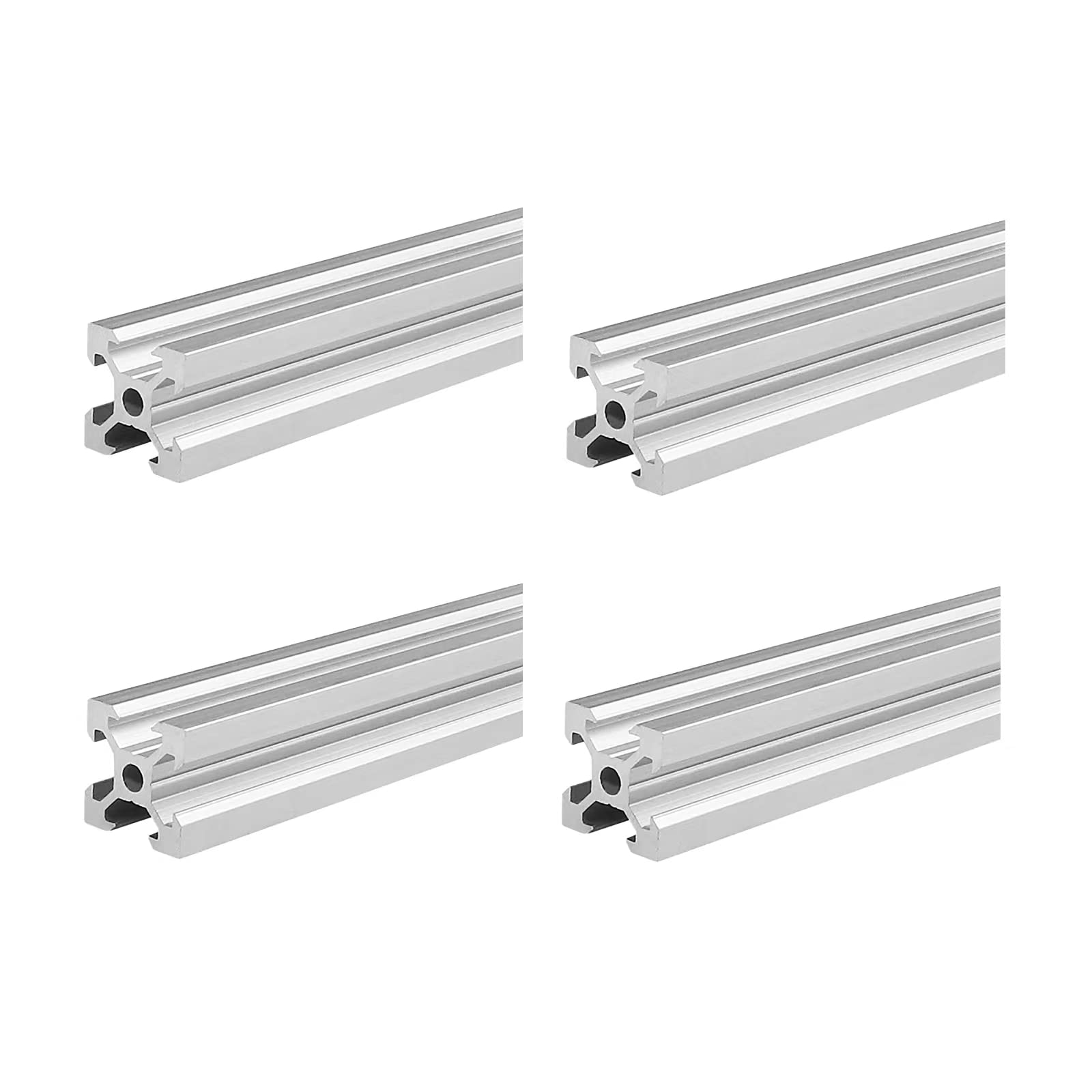 AluProfil 2020 Alu Profil 380 mm V Type Argenté Profil en aluminium 20x20 Norme européenne Anodisé Rail linéaire Extrusion Lot de 4, pour imprimante 3D DIY et CNC