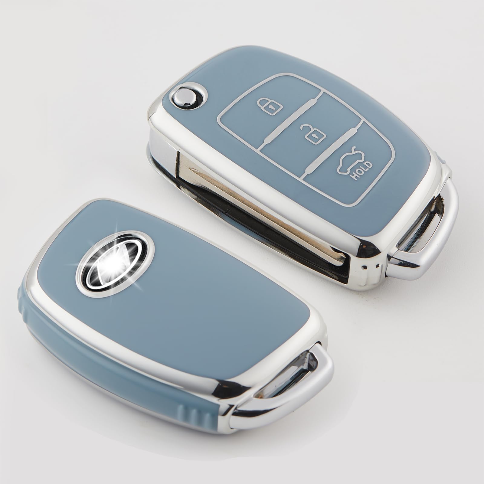 Funda De TPU Para Llave De Hyundai I10, I20, I30, Kona, Santa Fe Y Kia – Protección 360° Con Bordes Metálicos