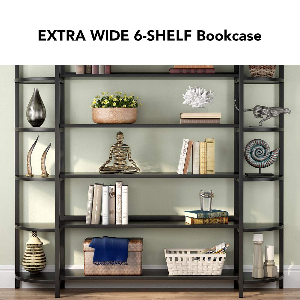 Tribesigns Triple Wide 6Shelf Bookshelves , 6Tier Large Etagere Bookcase Bookshelves Storage