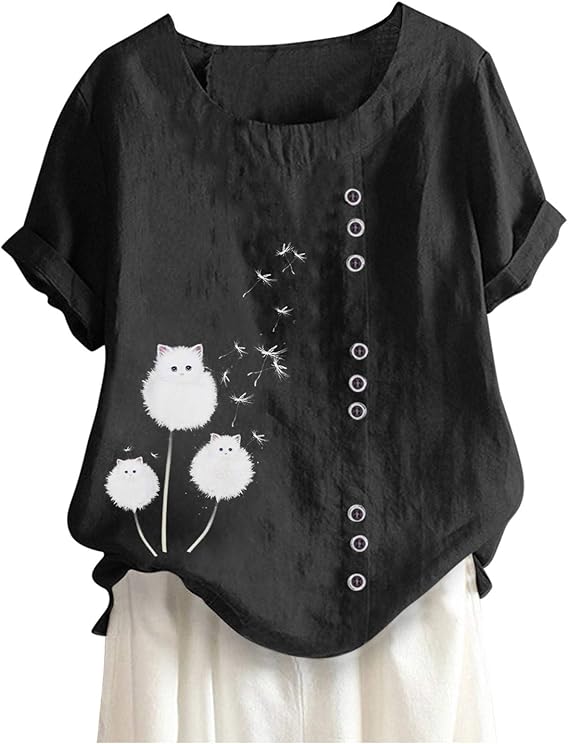 Amazon トップス レディース 服 タンポポ猫柄プリントtシャツ 可愛い トップス ボタン ブラウス ゆったり シャツ きれいめ 半袖 森ガール 体型カバー プルオーバー 春夏秋 服 大きいサイズ 上着 オフィス シャツ ブラウス 通販 Amazon トップス レディース 服 タンポポ猫柄プリントtシャツ 可愛い トップス ボタン ブラウス ゆったり シャツ きれいめ 半袖 森ガール 体型カバー プルオーバー 春夏秋 服 大きいサイズ 上着 オフィス シャツ ブラウス 通販