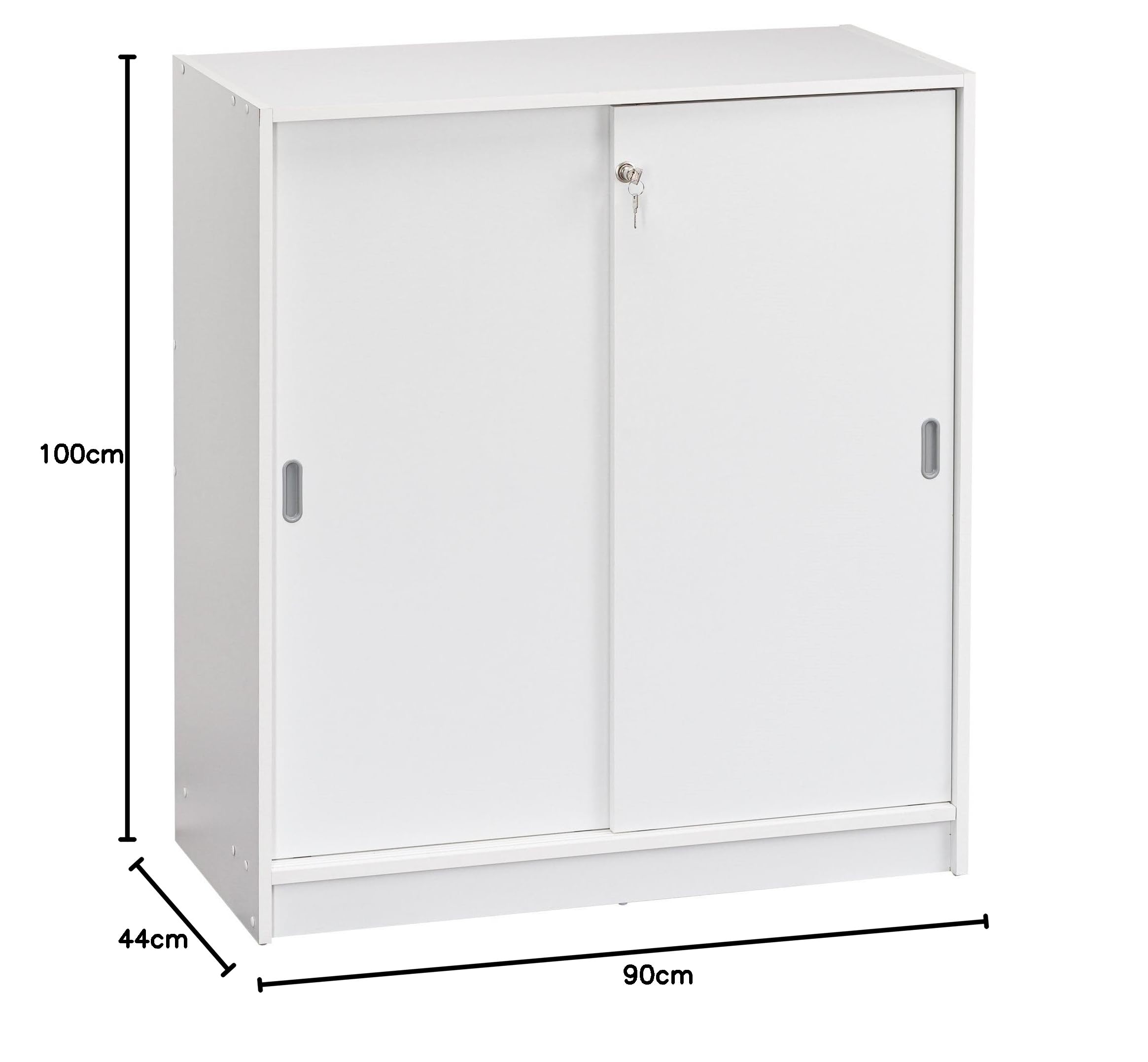 Armoire basse bois H 100 x L 90 cm portes coulissantes Essens (Blanc)