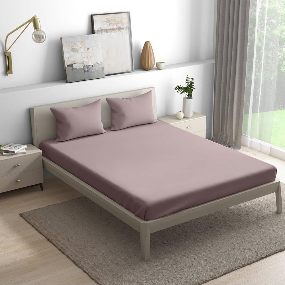 Wakefit 100% Cotton 200 TC Flat Printed Bedsheet, Wood Rose King Size (104x104 Inches) / (2.64m*2.64m) with 2 Pillow Covers Wood Rose, King