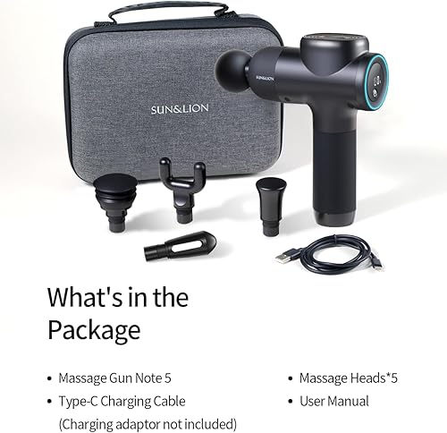 Miniatura 6 de SUN&LION Note5 Pistola de masaje para atletas de tejido profundo de mano eléctrica de mano 200N Percusión Masajeador muscular Pistola de diseño
