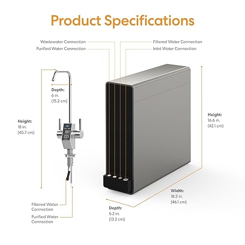 Miniatura 9 de Brio AQUUS TROE600COL - Sistema de filtración de agua por ósmosis inversa, sistema de filtro de agua de ósmosis inversa de 4 etapas sin tanque para