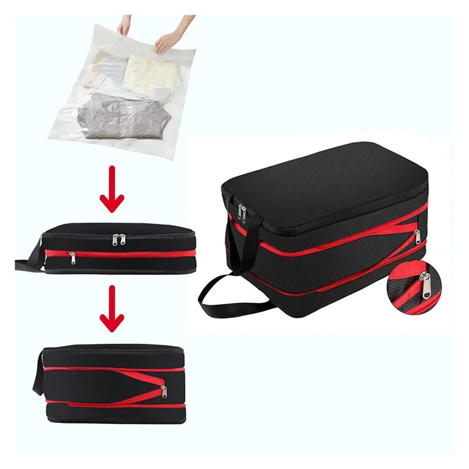 Organizador maleta Bolsa de almacenamiento compresión portátil doble capa, cubos embalaje viaje, organizador equipaje, bolsa maleta impermeable para las Vacaciones(Deep blue,3PCS)