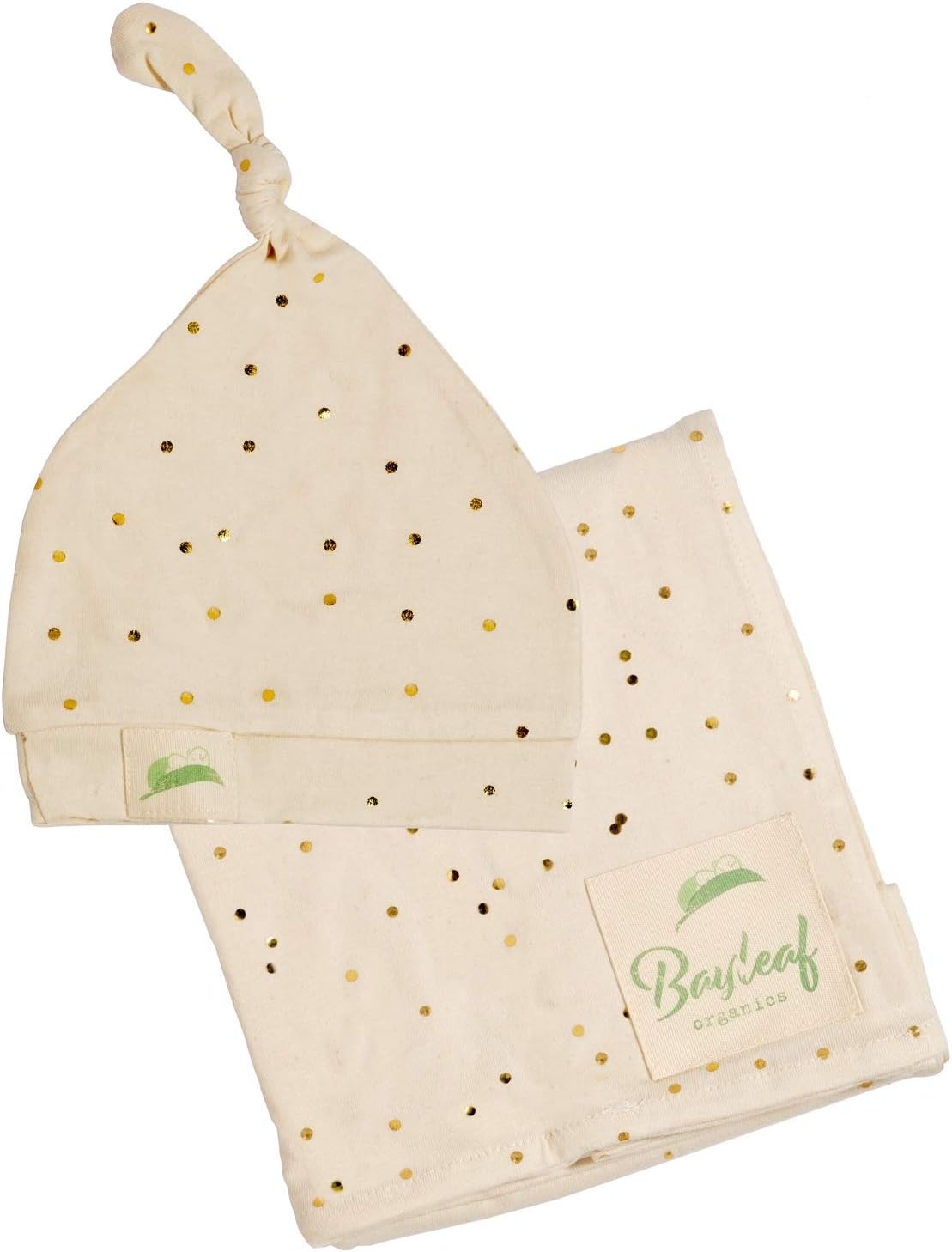 Baby Swaddle Blanket and Beanie Knot Hat (2-Piece Set) GOTS Certified Cotton | Soft, Breathable, Hypoallergenic | Gender Neutral, Boys & Girls
