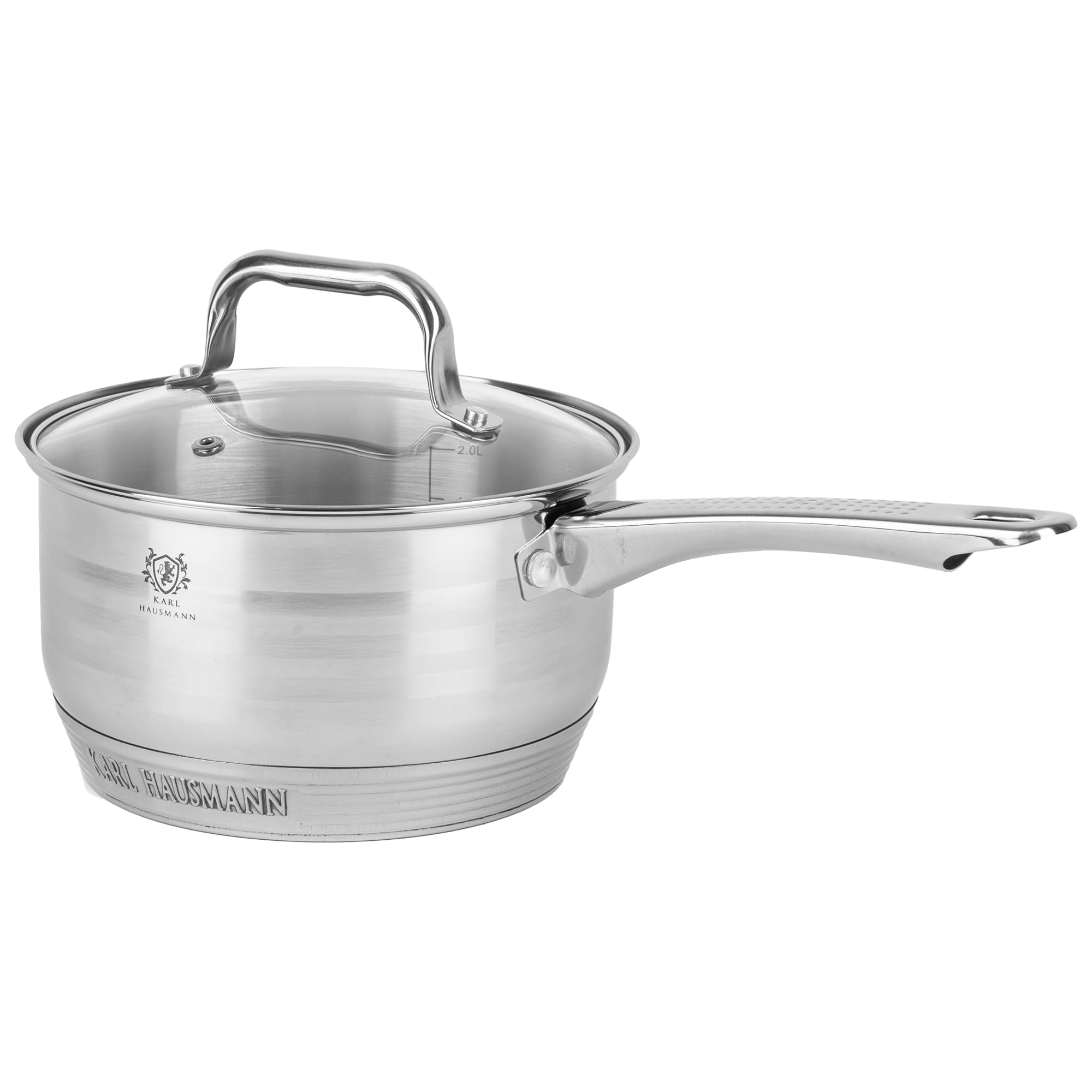 Lot 3 Casseroles Induction + Couvercles Verre Karl Hausmann Atlas - Acier Inox Mat Sans Revêtement 6 Pièces