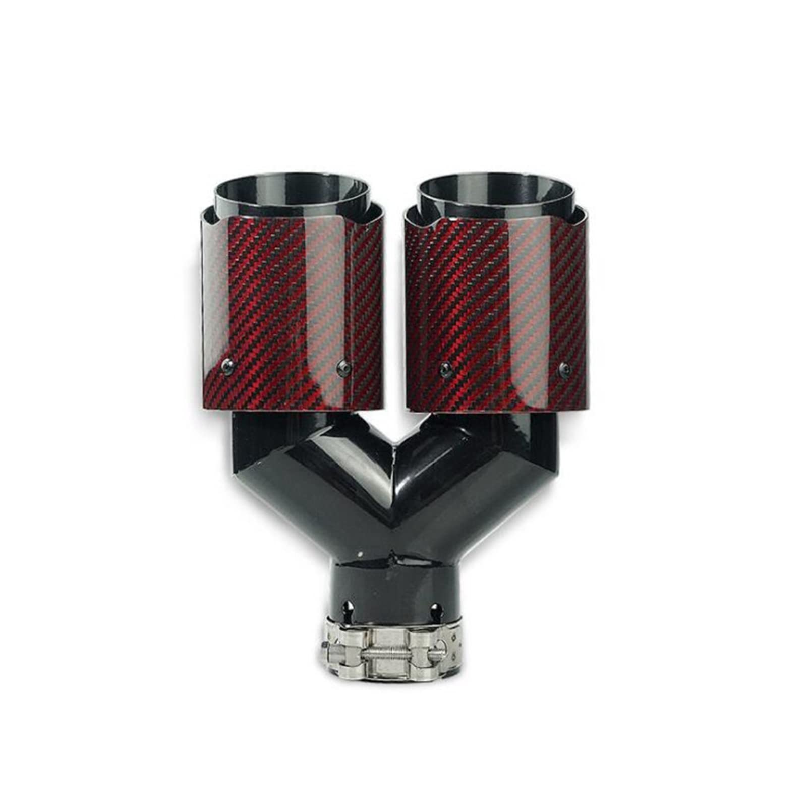 Silenciador De Cola De Tubo Para BENZ doble fibra de carbono roja forjada + punta de escape de coche de acero inoxidable tubo de doble extremo Tubo Escape doble