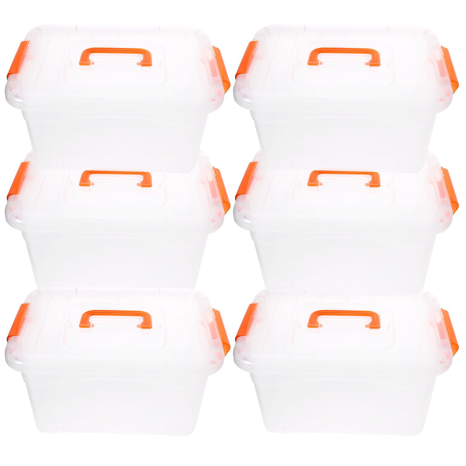 TEHAUX Set de 6 Cajas de Almacenamiento Pequeñas de 3l Tapa y Asa, Contenedores Apilables de Plástico Pp y Abs, Fáciles de Transportar para Organizar el Hogar