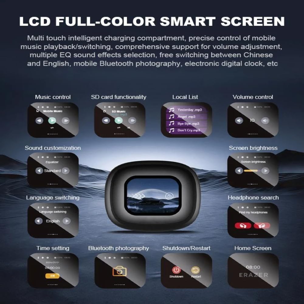 Erazers XP2 Earbuds in Charging Case with Screen Display