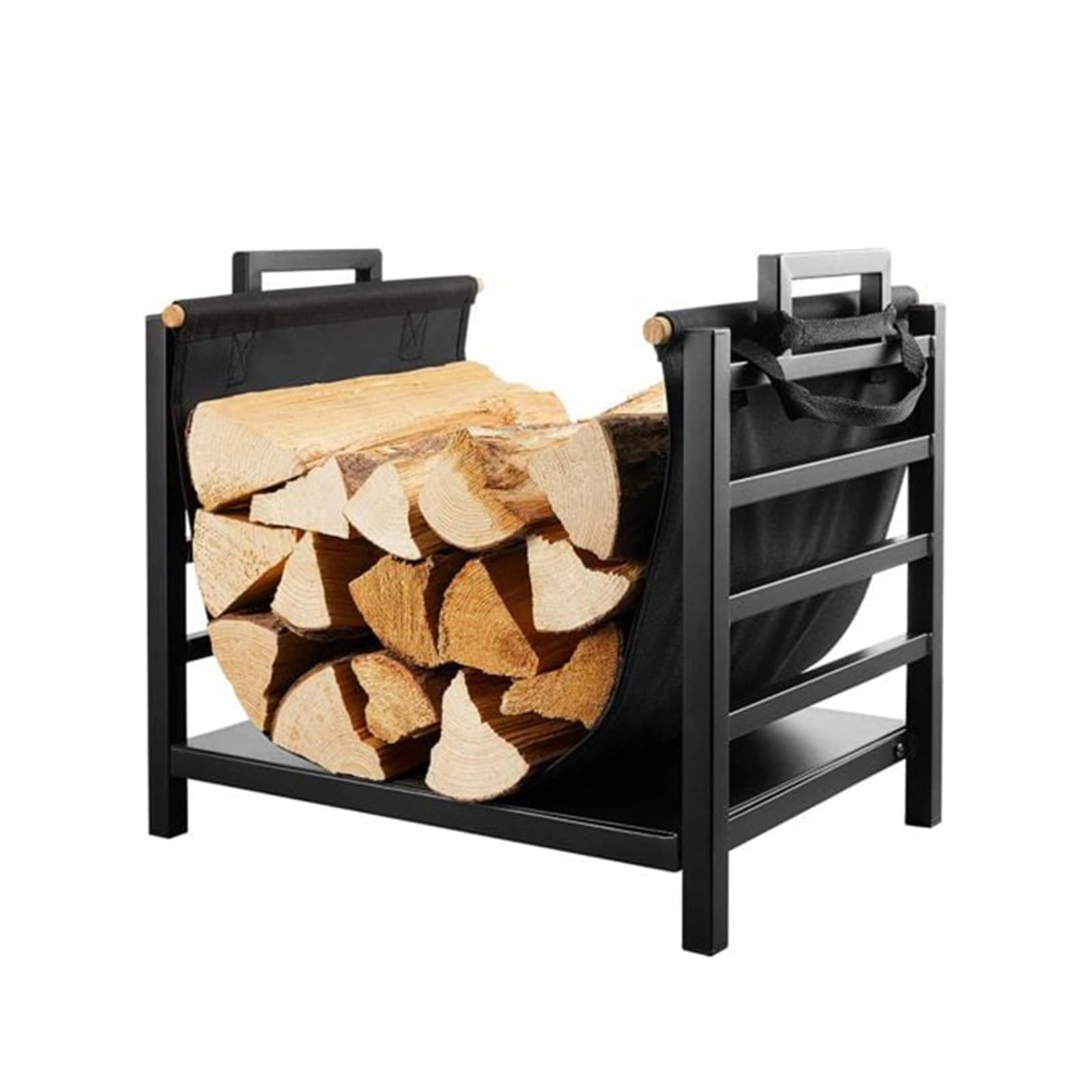 Leñero de Metal Leñeras de Interior y Exterior, Soporte para Leña de Chimenea, con Transportador de Leña y Asas, para Patios y Terrazas