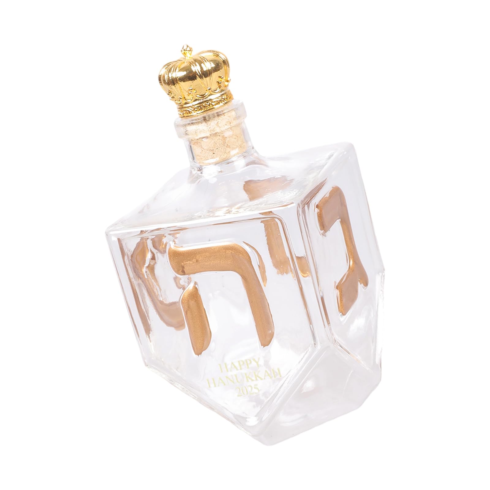 NVOQILIN Artistic Glass Whiskeys Decanter with Gold Hebrew Letter Liquor Bottle with Hanukkah Themed Accent Centerpiece Artistic Bottle Featuring Gold Hebrew Symbols Ideal for Holiday Decoration