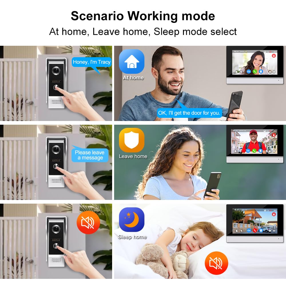 YiToo Sistema de intercomunicación de teléfono con cable de 7 pulgadas, monitor interior 1080P, pantalla táctil con infrarrojo HD, timbre al aire libre, conexión WiFi Tuya APP para villa, hogar