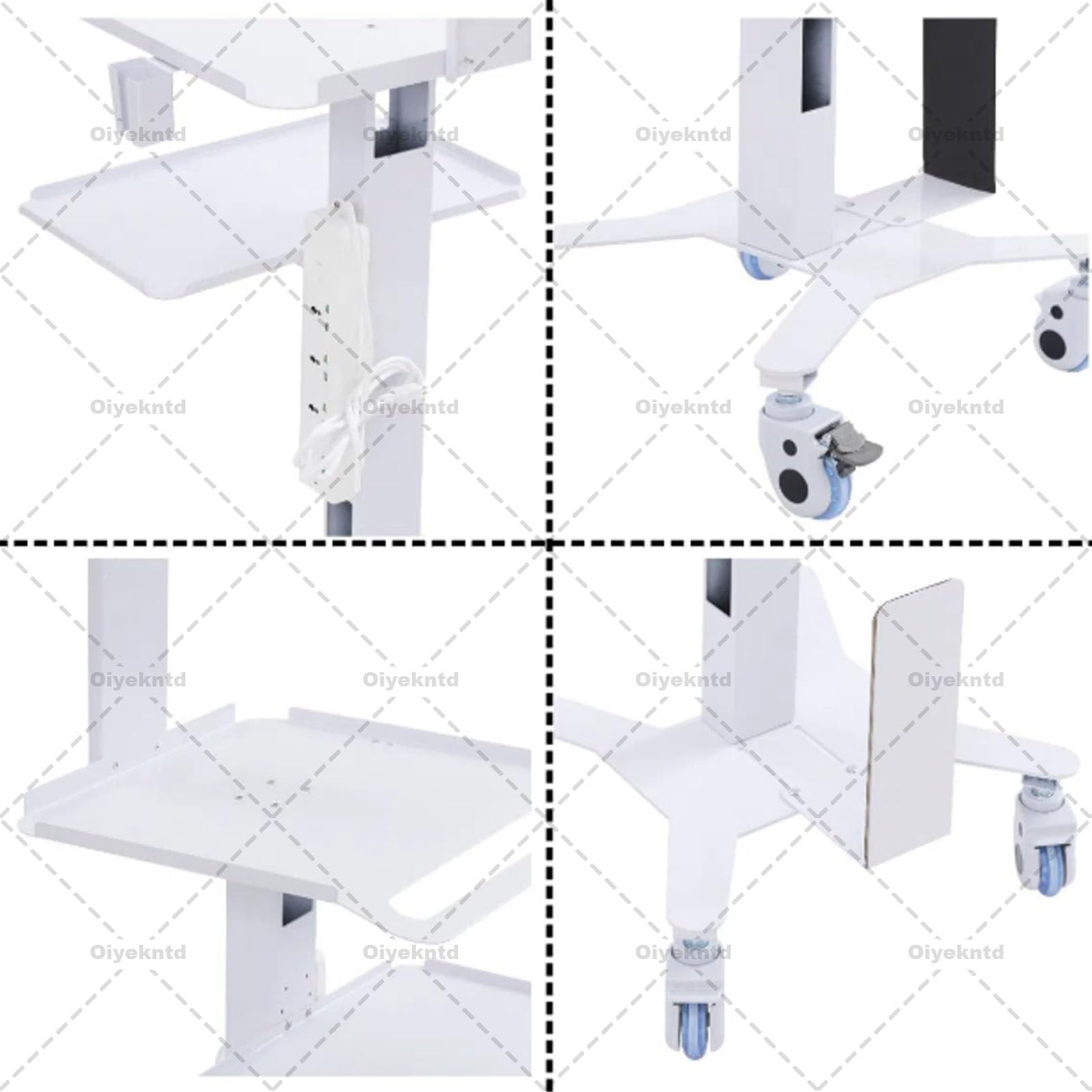 Carrello per clinica odontoiatrica con supporto per scanner orale, postazione di lavoro mobile per ospedale con vassoio per laptop e ruote silenziose, per ufficio, scuola, salone, laboratorio