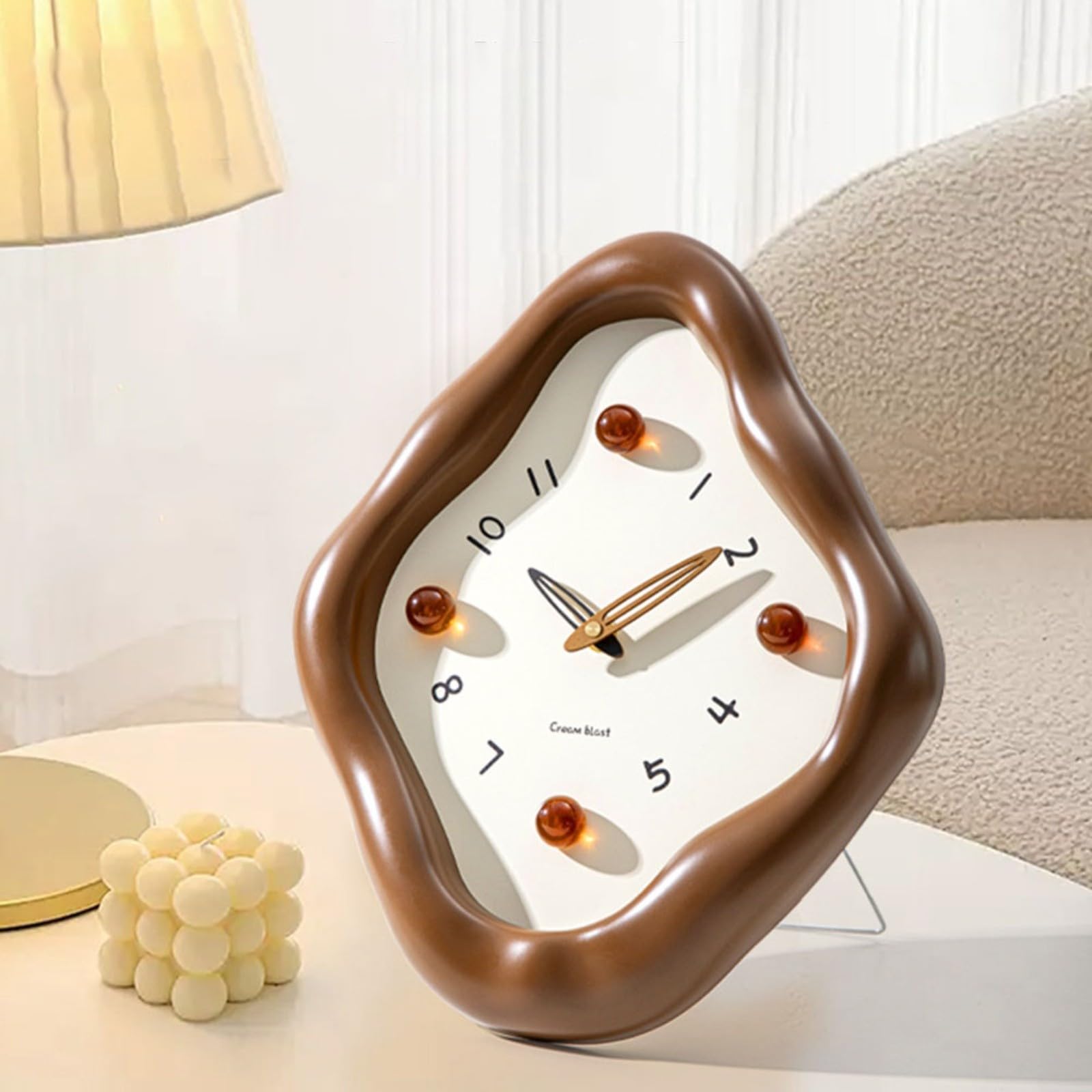 Reloj de pared de 12 pulgadas, diseño moderno de rombos, silencioso, sin tictac, funciona con pilas, con números negros, para sala de estar, dormitorio, cocina, cocina (palma de azúcar)