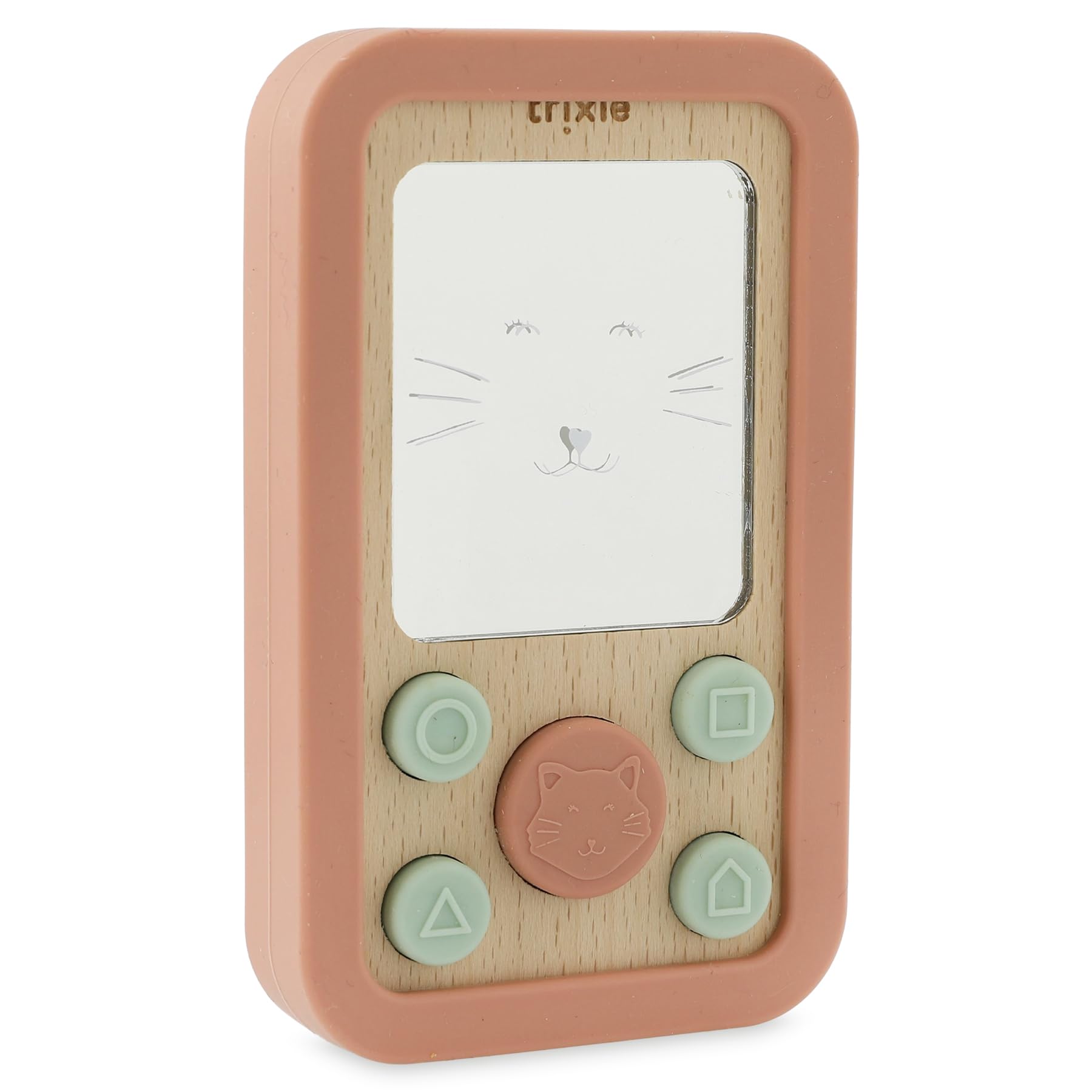 Trixie Wooden Silicone Baby Phone - Mrs. Cat, Pink, child-size