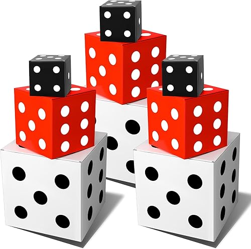 Zhanmai 9 cajas de regalo de dados para decoración de fiestas temáticas de casino a granel de 4711 pulgadas, caja de dados grande de Las Vegas,