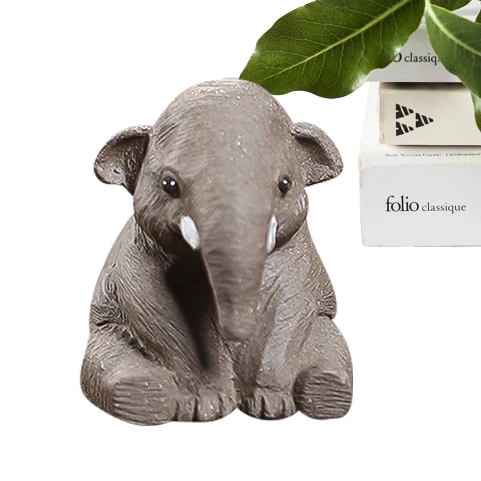 Vassoio da tè in argilla viola con statua di elefante e coccodrillo, tovaglietta fatta a mano per cerimonia del tè, regalo per anziani