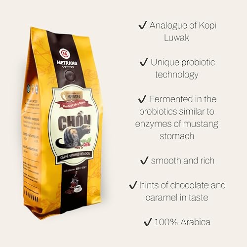 Miniatura 3 de Chon Weasel - Granos de café tostados METRANG de 17.6 onzas, 100% arábica, café vietnamita, café de grano entero tostado medio, análogo del café