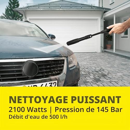 Kärcher Nettoyeur Haute Pression K 5 Classic, Pression : Max. 145 Bar, Débit : 500 l/h, Surface : 40 m²/h, Filtre à Eau, Poids : 5,6 kg, Flexible et Pistolet Haute Pression, Rotabuse, Lance - 3