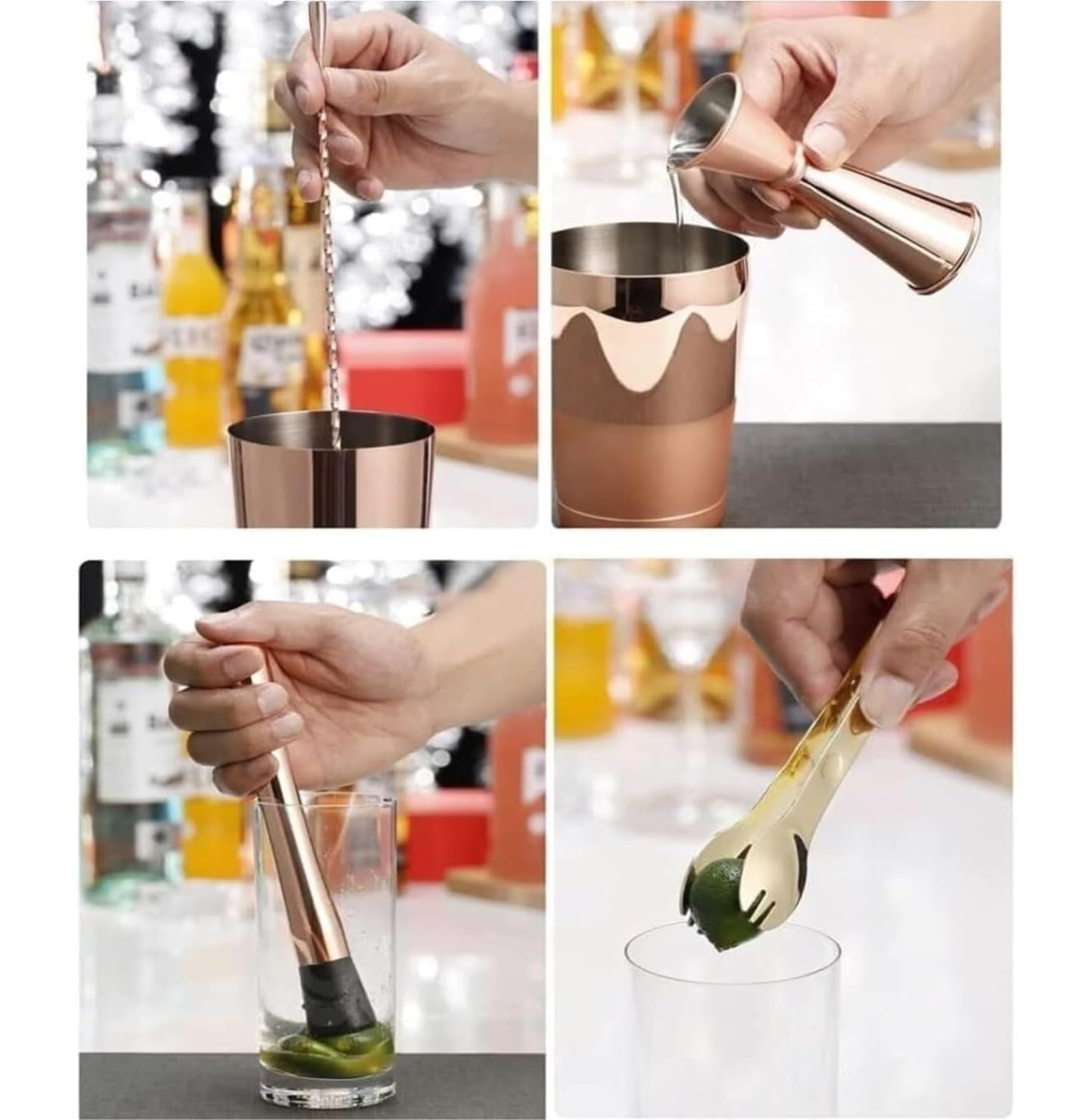 Juego de Cocktail Shaker Juego De Coctelera De Acero Inoxidable De 10 Piezas, Juego De Coctelera, Juego De Coctelera, Juego De Coctelería Coctelera Profesional Herramientas (Color : B, Size : 10pcs