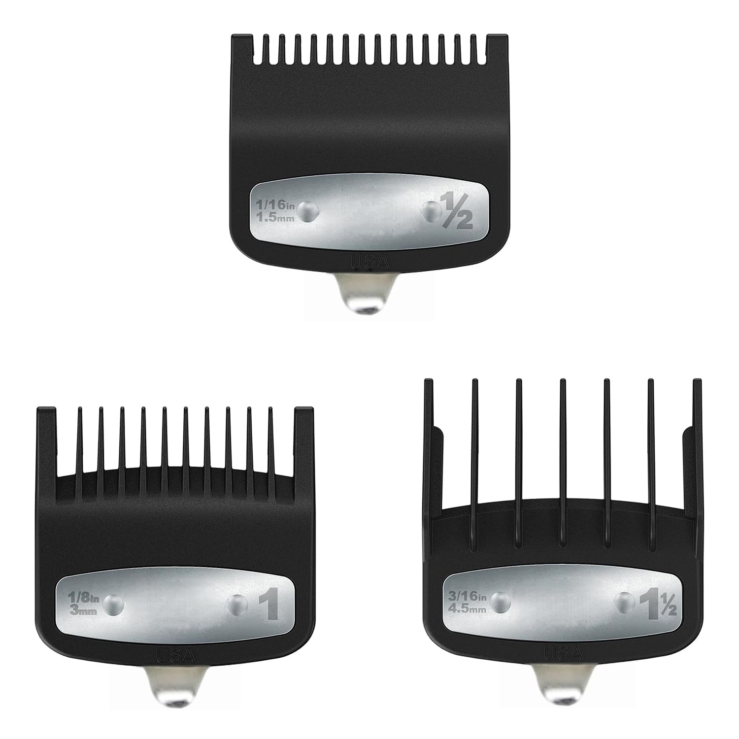 3PCS Professional Clipper Guard Set for Wahl Most Clippers (1.5-4.5mm）