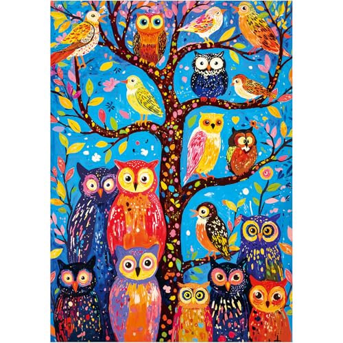 Rocorose Owl Jigsaw Puzzles for Adults 1000 Pieces, Colorful Habitat for Owls Puzzle Bird Nature Ani
