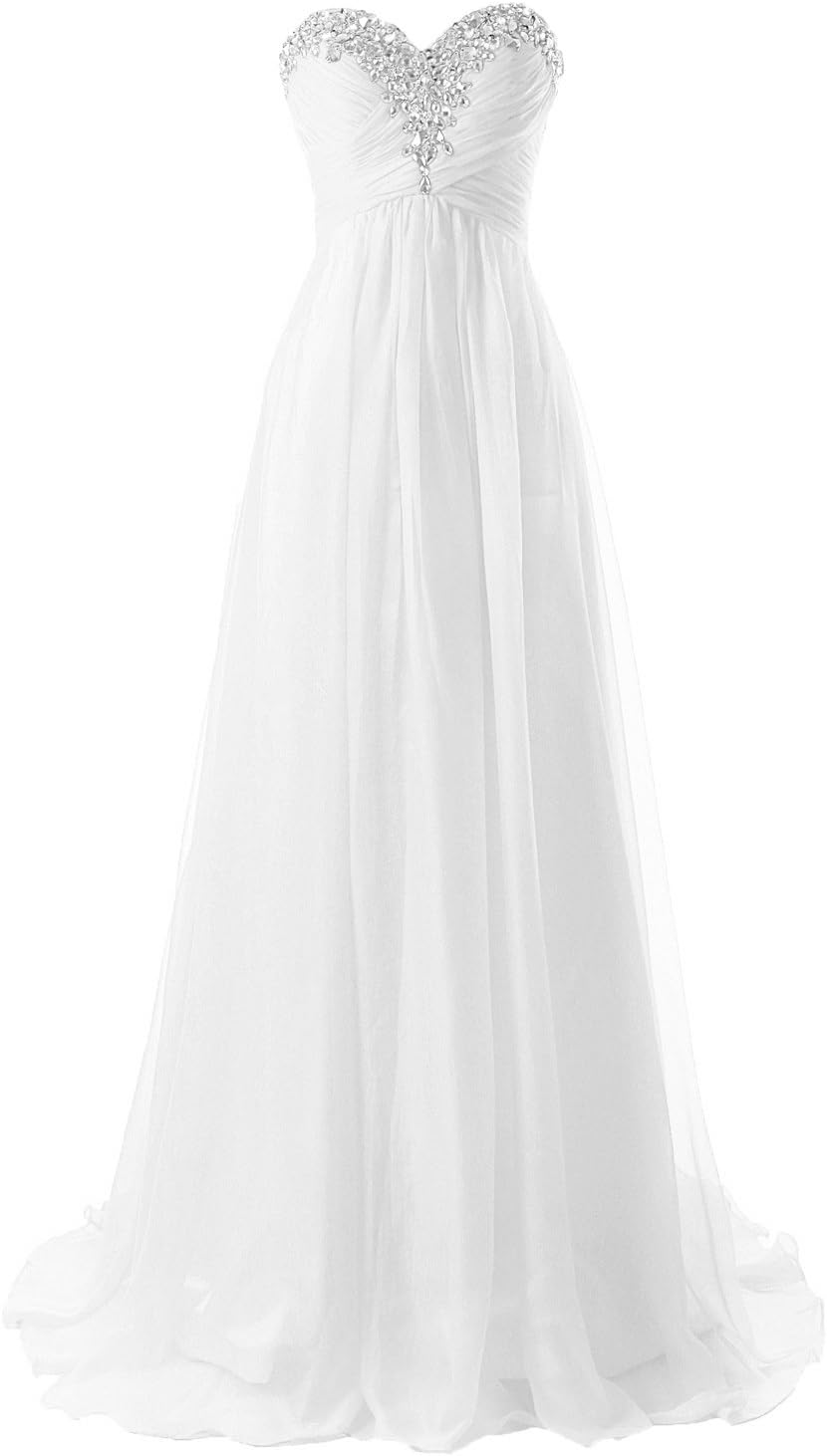 JAEDEN Wedding Dresses Beach Bridal Dresses Chiffon Wedding Gowns Strapless Bride Dress White US22W