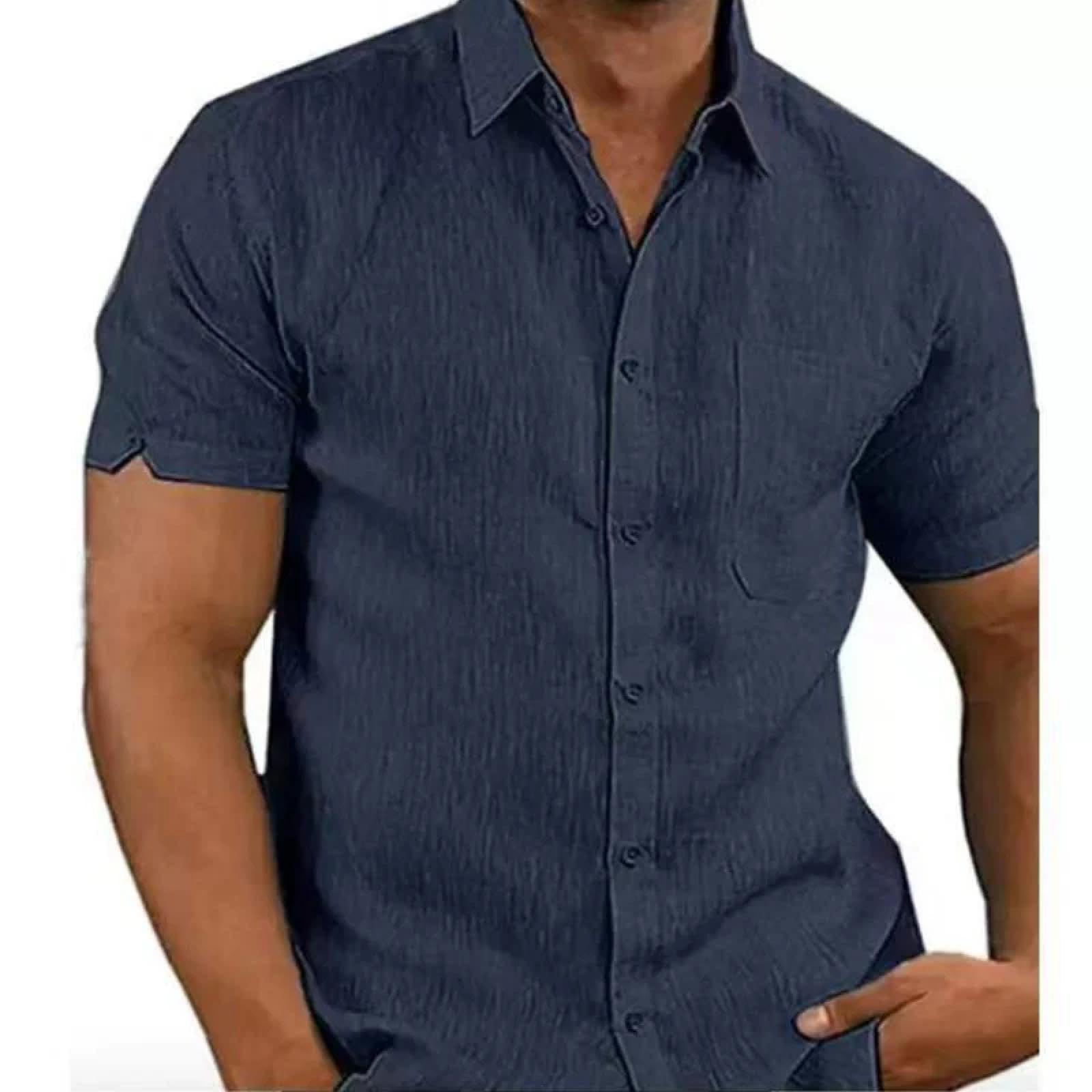 T Shirts Hemd Baumwolle Leinen Hemden Für Männer Casual Kurzarm Hemden Blusen Solide Umlegekragen Strandhemden Männliche Kleidung