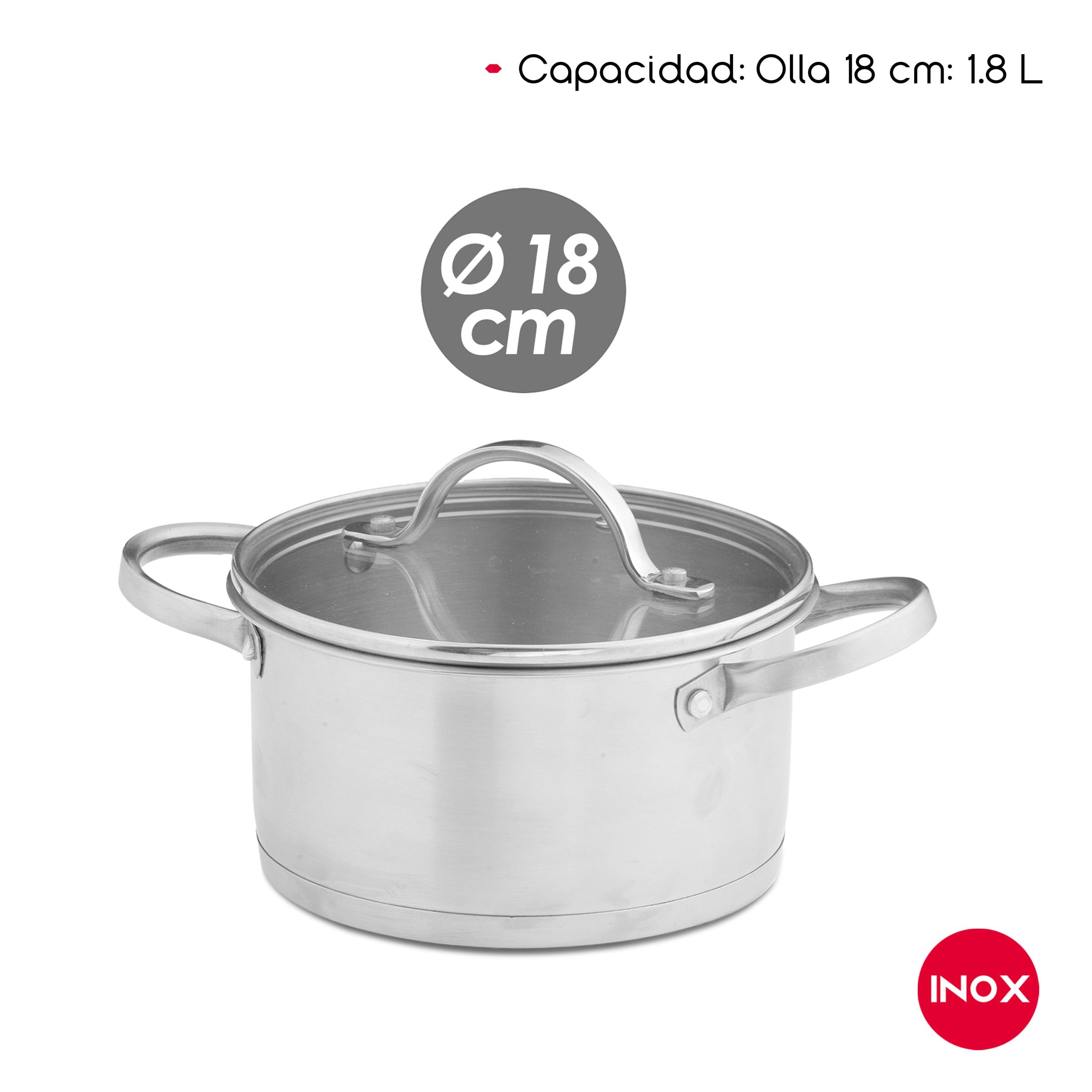 TIENDA EURASIA – Set 3 Cacerolas | Acero Inoxidable | Color Plata | 2 Tapas de Cristal Transparente | Medidas y Capacidad Cazo 16 cm 1.4L, Olla 18 cm 1.8L y Olla 20 cm 2.8L | Apto para Lavavajillas