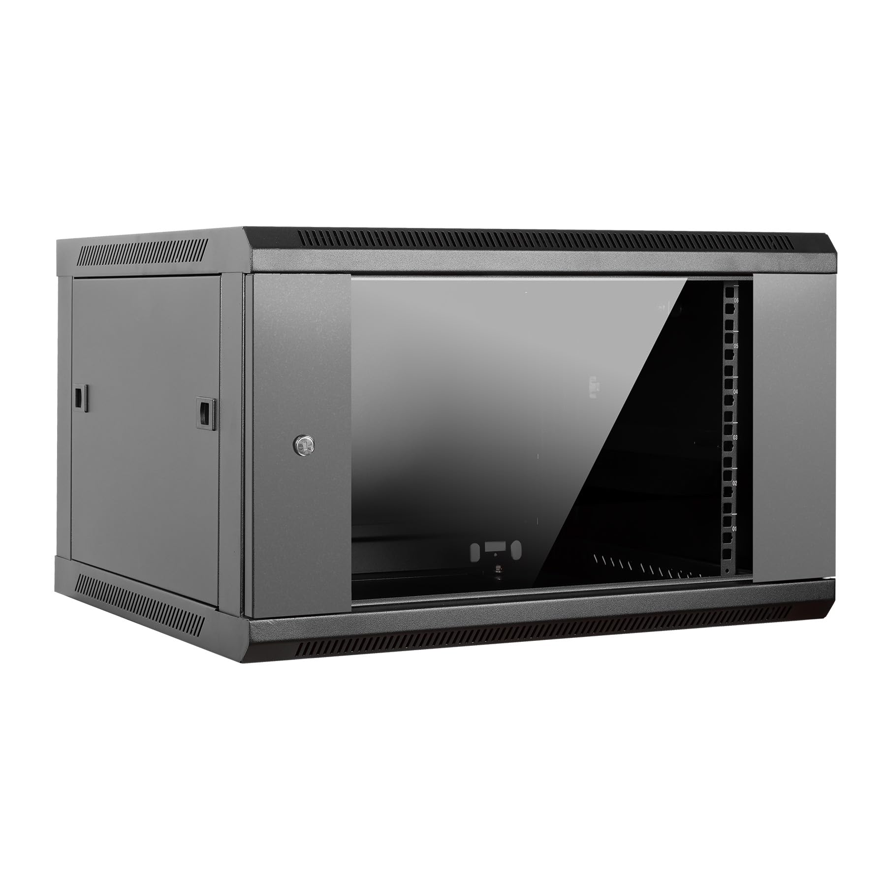 Aiten Data Armario Rack Mural 19" 6U Medidas 600 x 600 x 370 mm Montado. Incluye Tornillos de Montaje y 2 Llaves para Cerradura Frontal