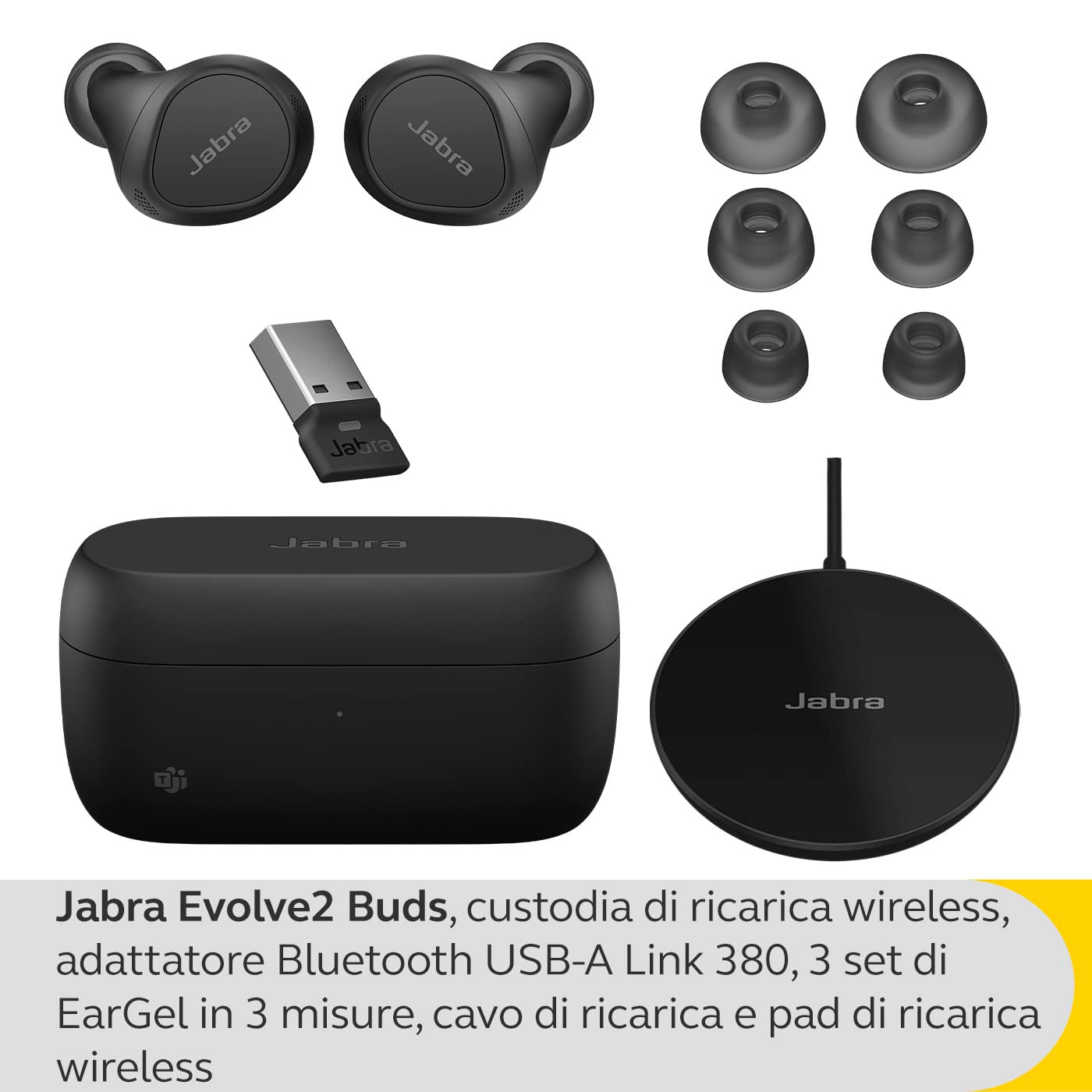 Buds Jabra Evolve2 True Wireless ANC MultiSensor Voice - Dettaglio