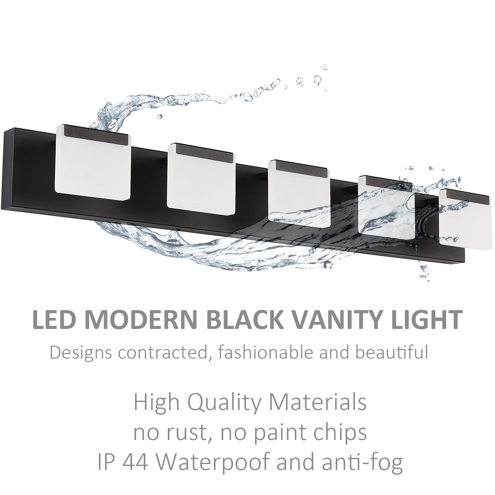 Ralbay LED Modern Bathroom Vanity Light - 5 Light Acrylic Matte