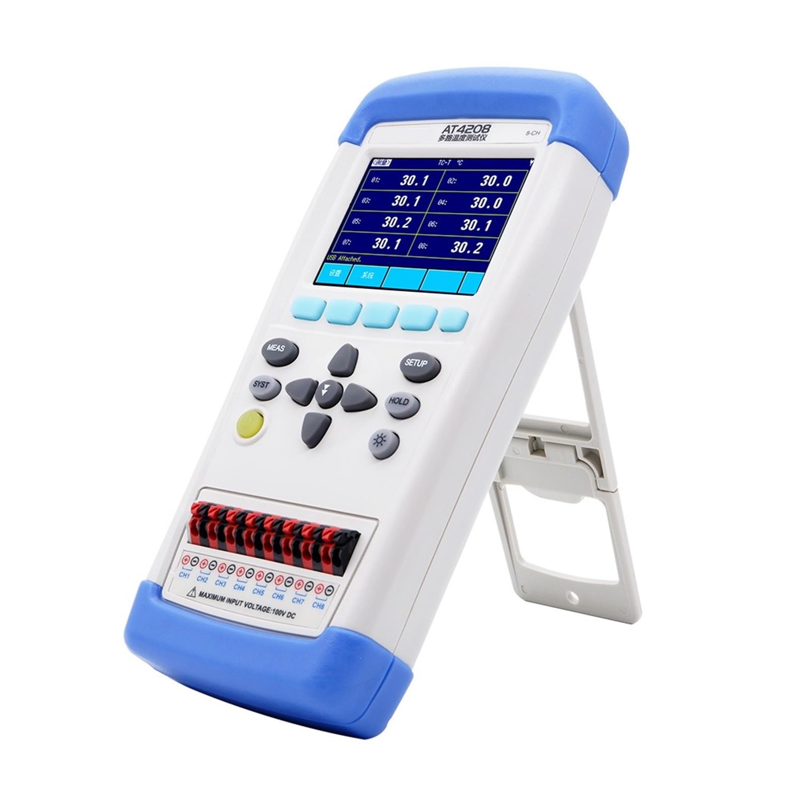 Oscilloscope, AT4208 Multi-Channel Industrial Temperature Data Logr with 3.5 Inches TFT-LCD Display