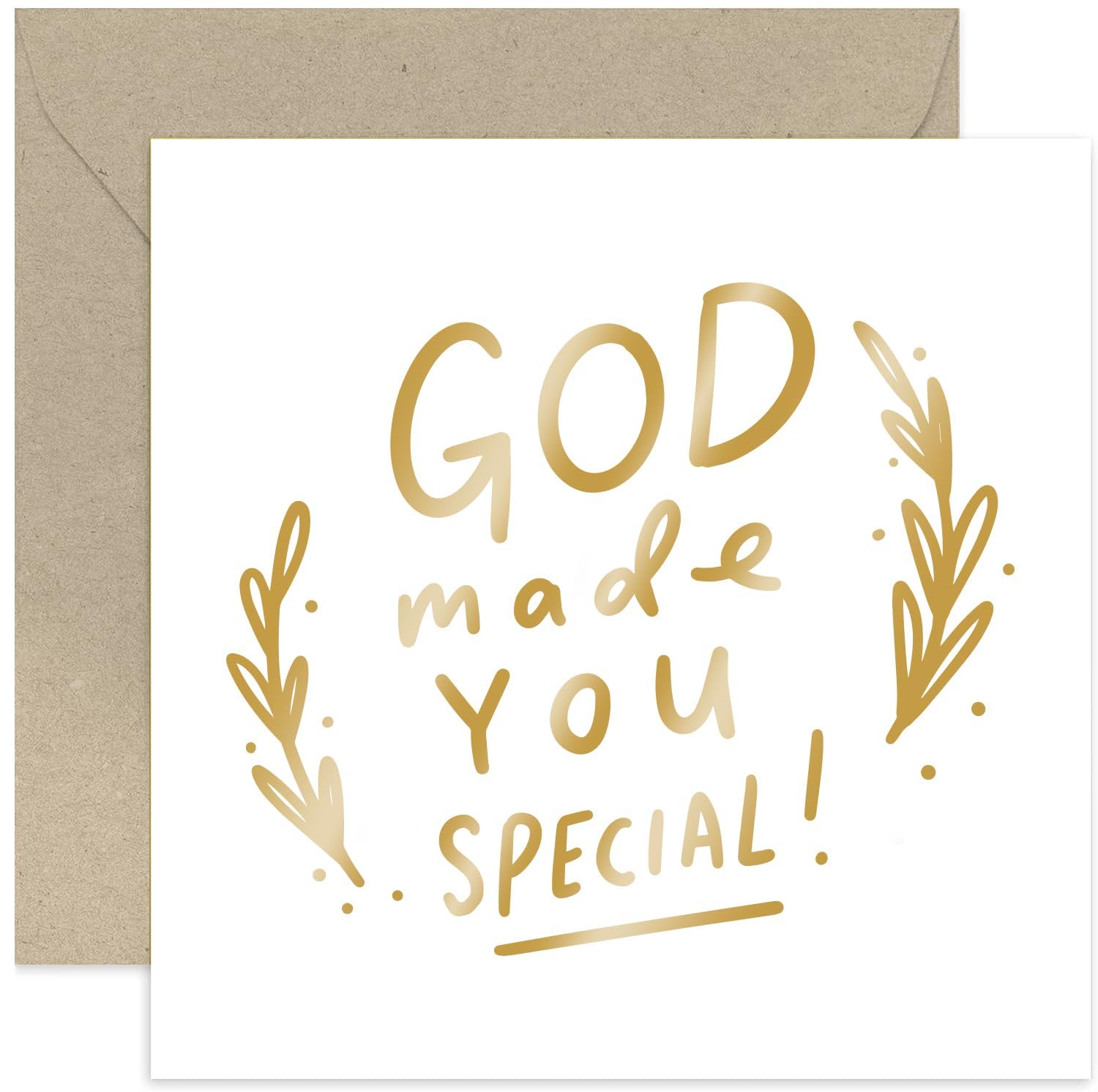Old English Co. God Made You Special Card for Him or Her - Baptism or Christening Card for Boy or Girl - Adult Child Faith Religious Card -