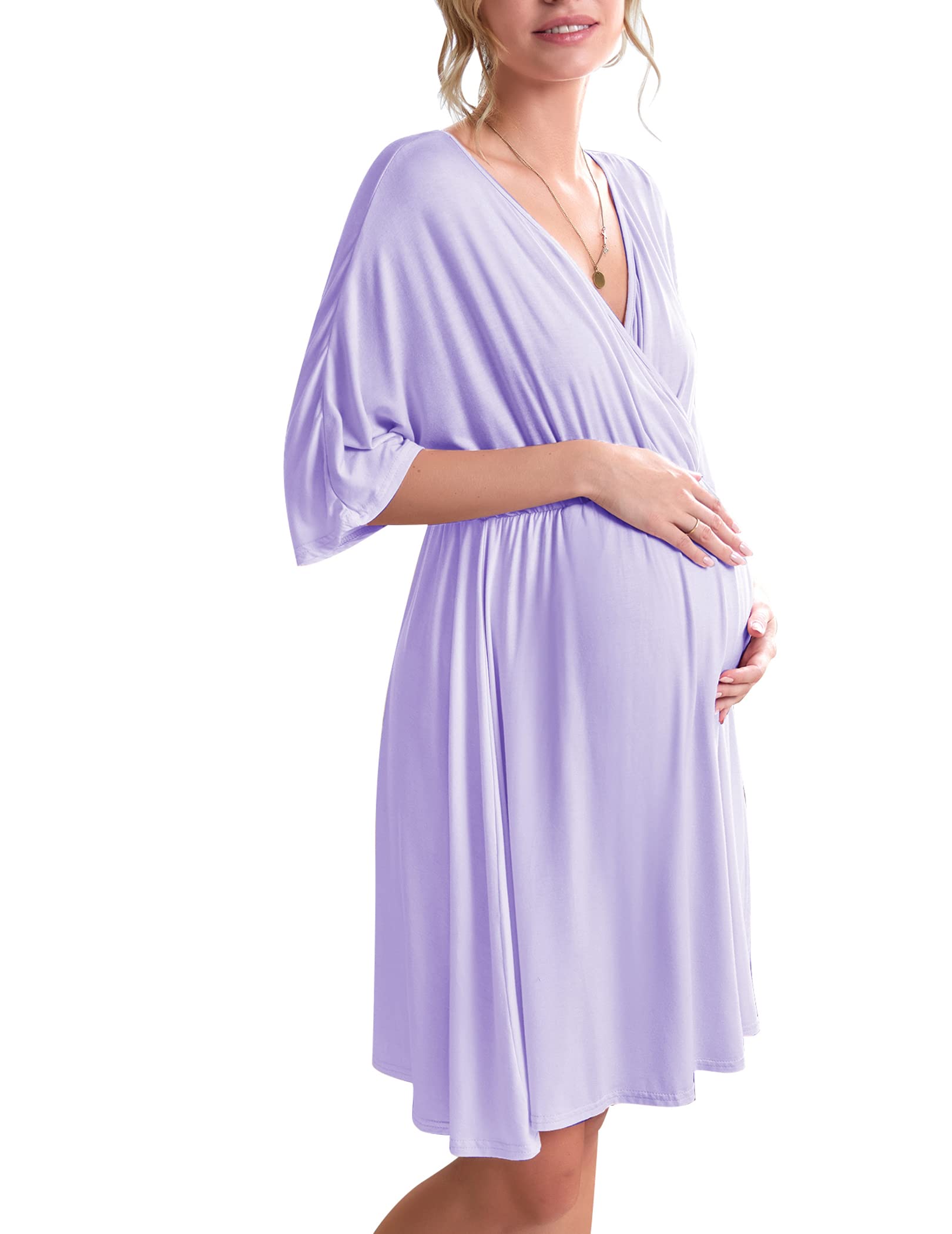 Ekouaer 3 in 1 Labor/Delivery/Hospital Gown Maternity Dress Nursing Nightgown Sleepwear for Breastfeeding