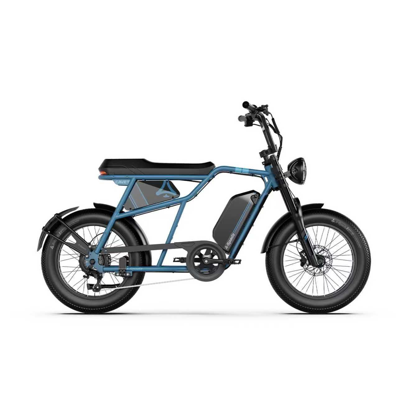 Cavet Air Vélo Électrique Fat Bike 20" 48V 250W 15,6Ah 7 Vitesses Double Siège Écran TFT