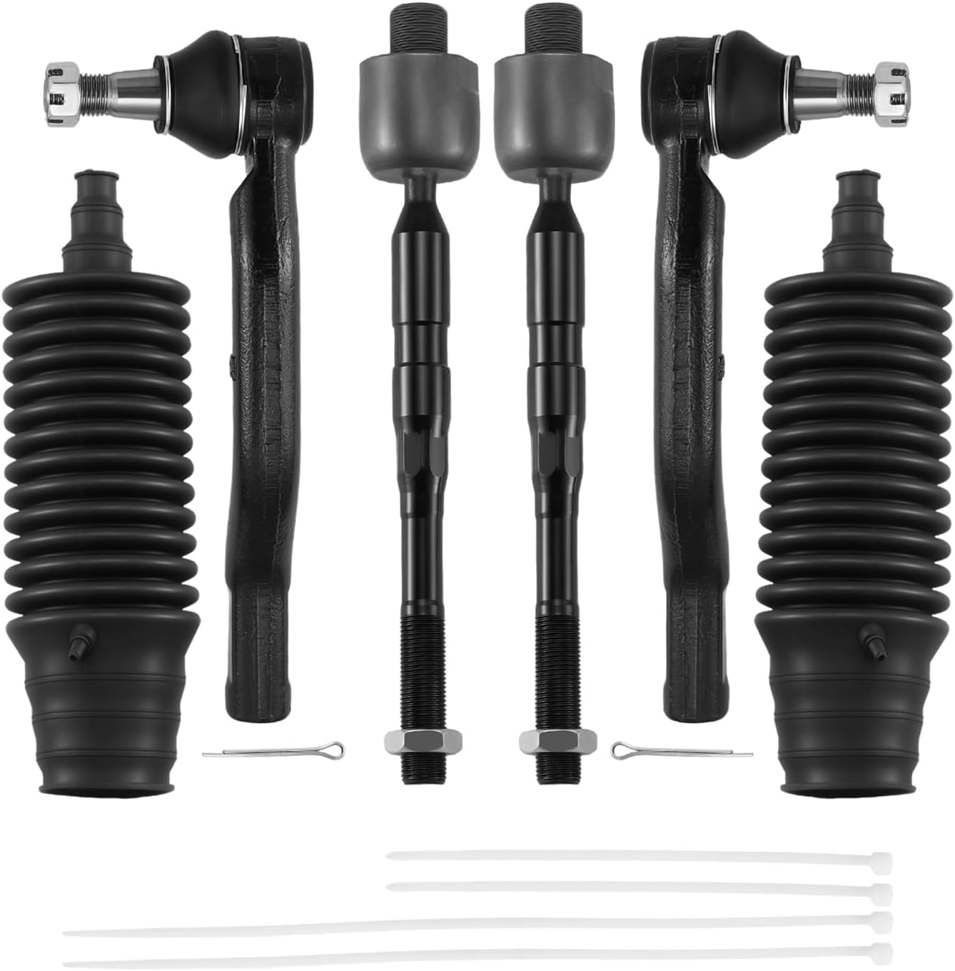 BDFHYK 6pcs Tie Rod Ends Kit Compatible with Nissan Titan 2004-2015,2*Outer tie rod ES800031/ES800032+2*Inner tie rod EV800216+2*dust cover