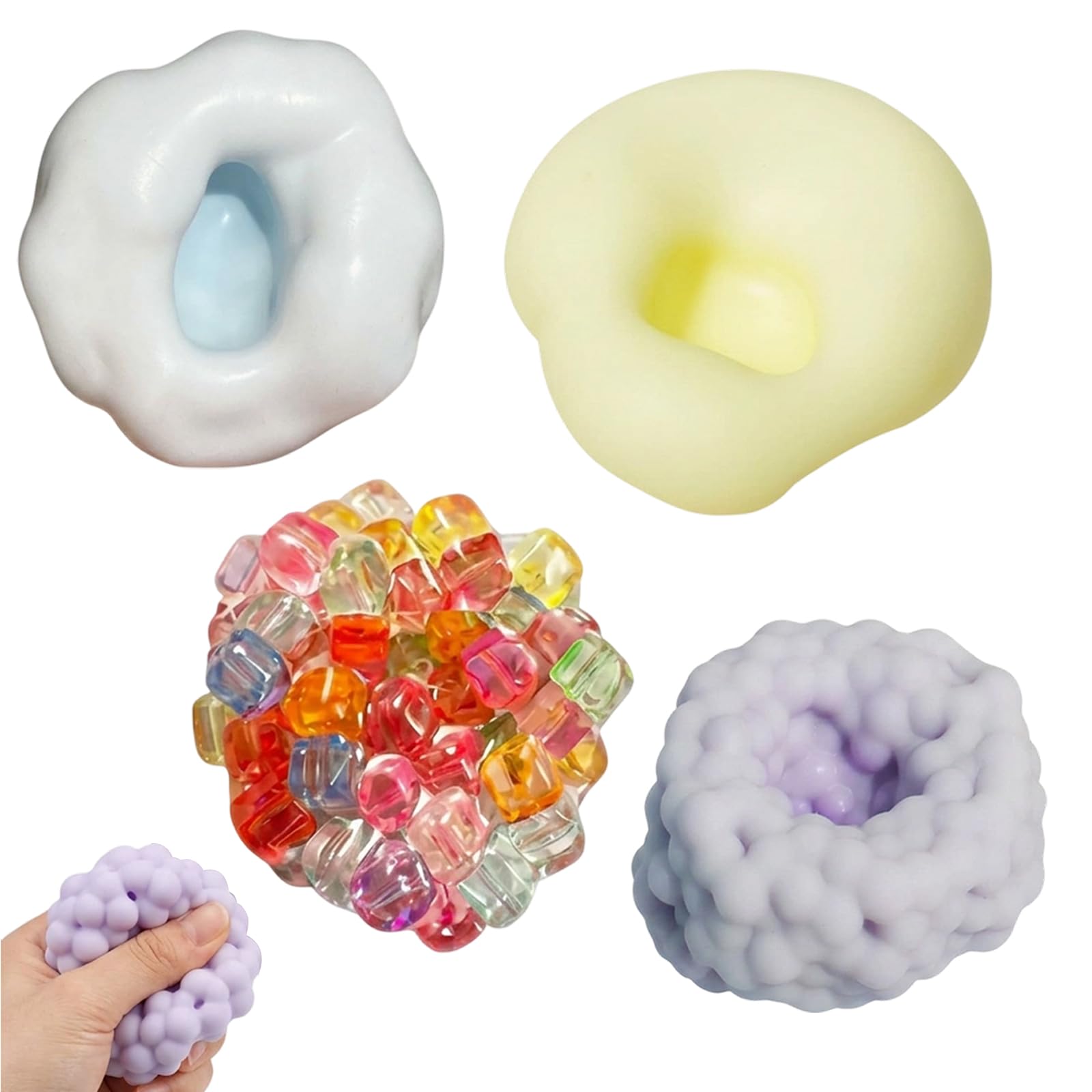 PRVCFZ 4 PCS Crunchy Squishy, Crunchy Squishy Stress Ball, Fun Decor for Home and Office, For Squishy Enthusiasts and Those Who Love Colorful Decor, Multicolor