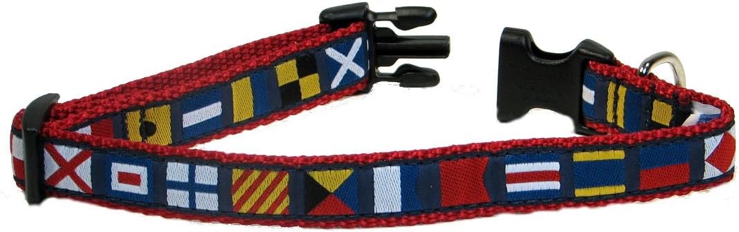 Preston Ribbons Dog Collar, Nautical Code Flag, Small Dogs, 3/4 Inch Width (Small, 3/4 Inch Wide)