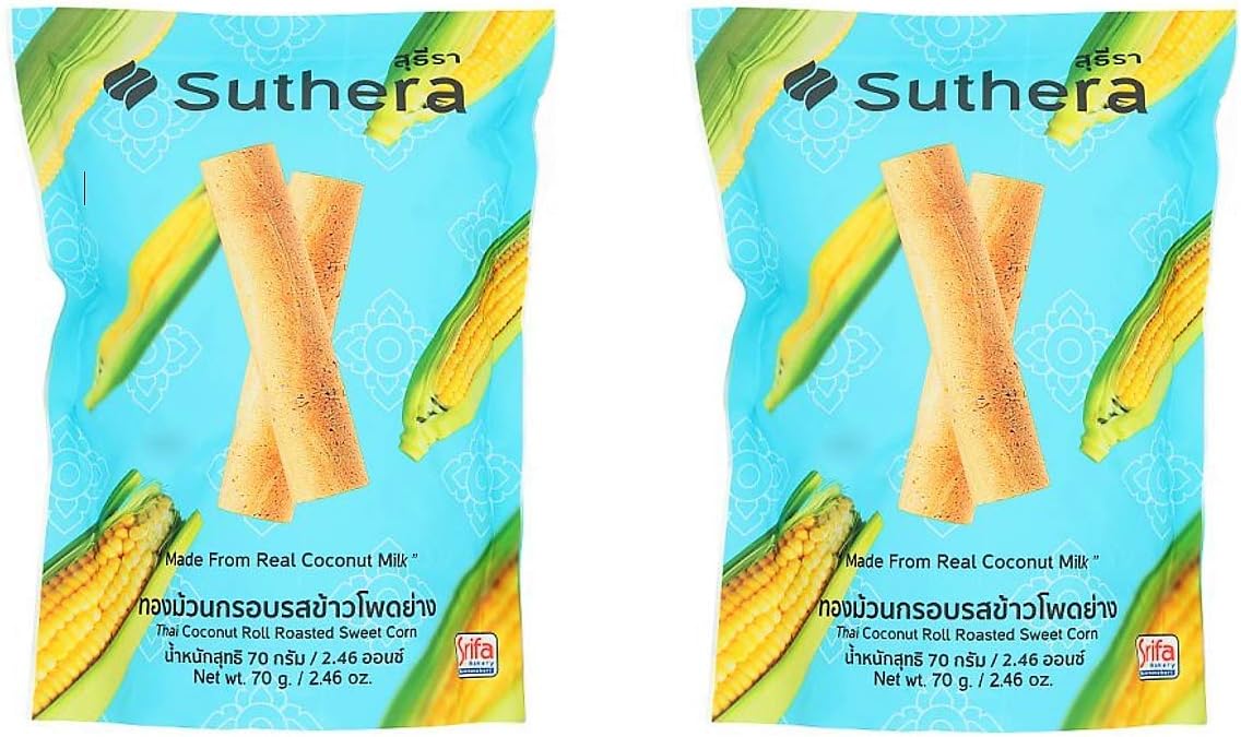 Suthera Thai Coconut Roll Roasted Sweet Corn 70g, 2 Pack